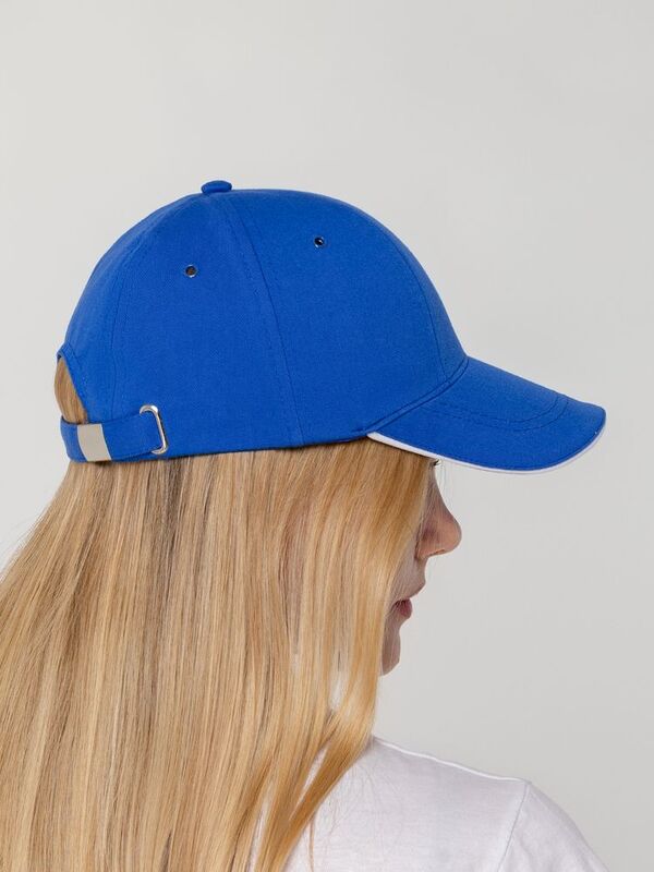 Бейсболка Canopy, ярко-синяя с белым кантом арт.15149.44
