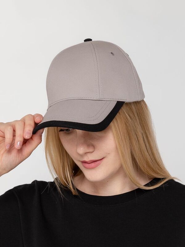 Бейсболка Honor, серая с черным кантом арт.15150.11