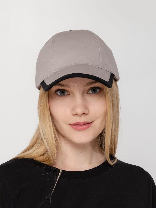 Бейсболка Honor, серая с черным кантом арт.15150.11