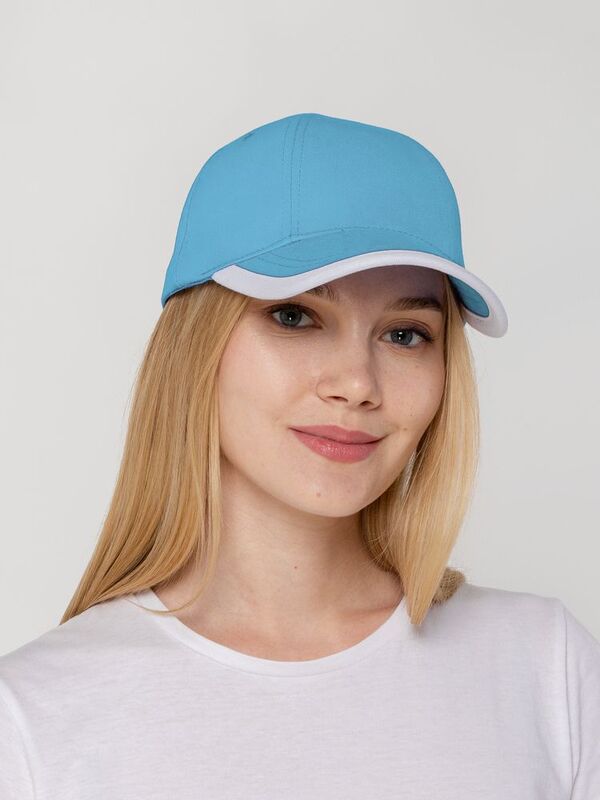 Бейсболка Honor, голубая с белым кантом арт.15150.14