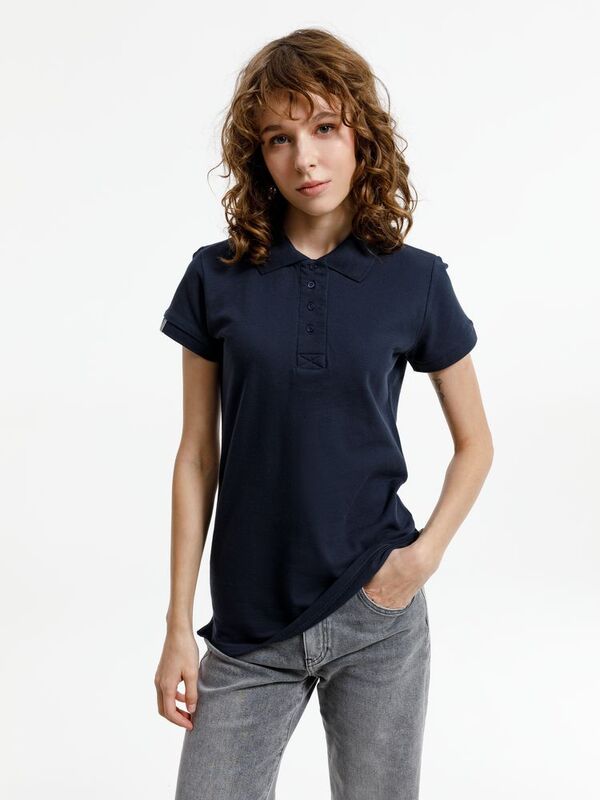 Рубашка поло женская Virma Premium Lady, темно-синяя арт.11146.40