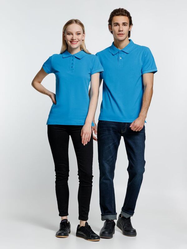 Рубашка поло женская Virma Premium Lady, бирюзовая арт.11146.42