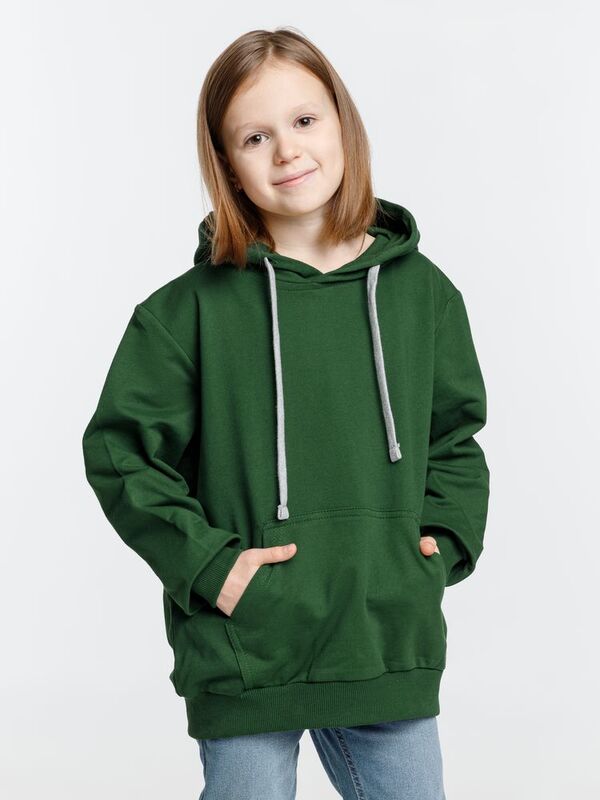 Толстовка с капюшоном детская Kirenga Kids, темно-зеленая арт.11147.90