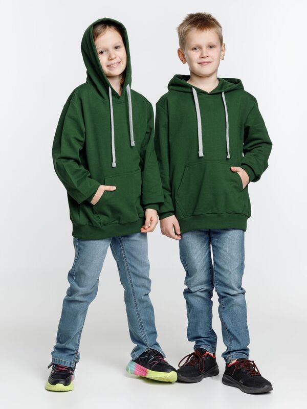 Толстовка с капюшоном детская Kirenga Kids, темно-зеленая арт.11147.90