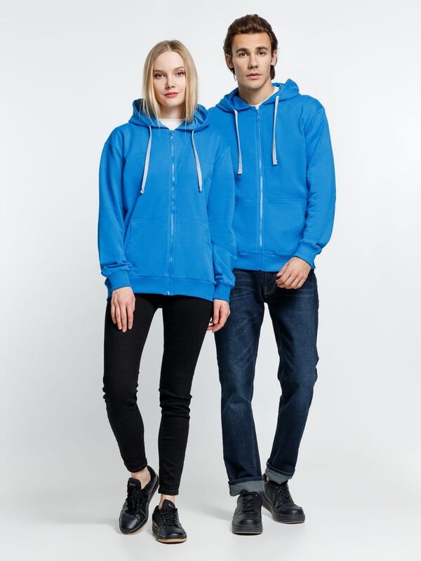Толстовка на молнии с капюшоном Siverga, бирюзовая арт.6895.14