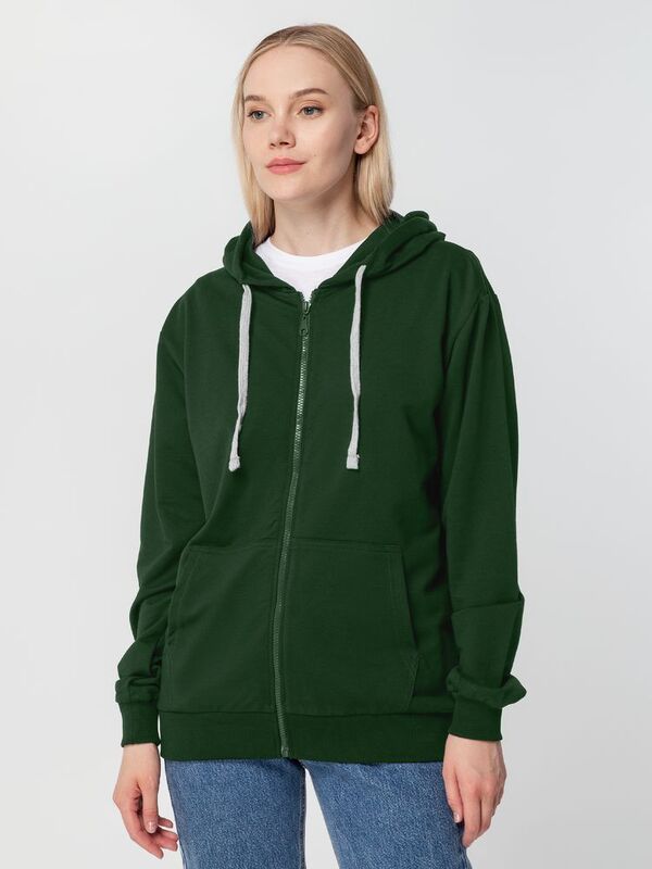 Толстовка на молнии с капюшоном Siverga, темно-зеленая арт.6895.90