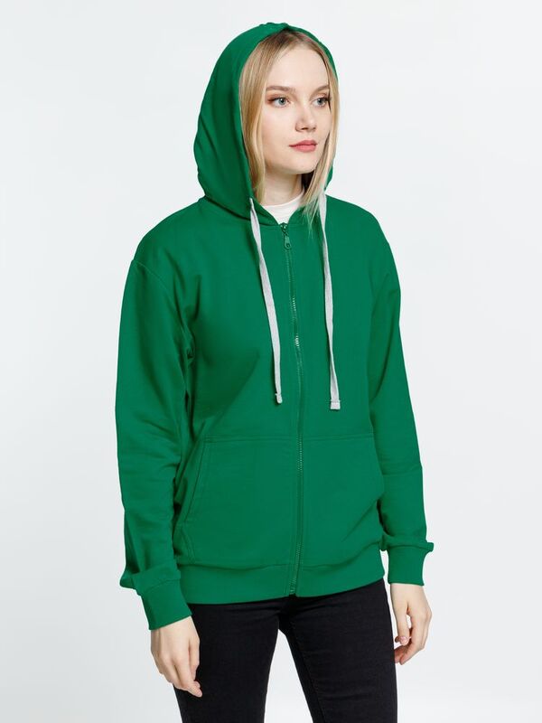 Толстовка на молнии с капюшоном Siverga, зеленая арт.6895.92