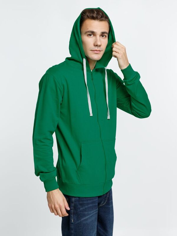 Толстовка на молнии с капюшоном Siverga, зеленая арт.6895.92