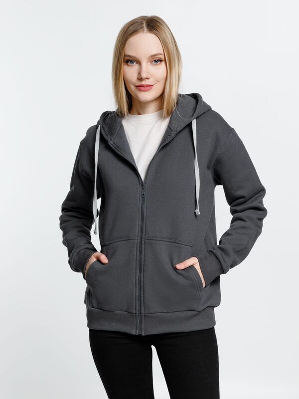 Толстовка на молнии с капюшоном Siverga Heavy, темно-серая (графит) арт.6927.10