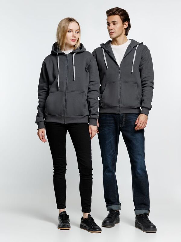 Толстовка на молнии с капюшоном Siverga Heavy, темно-серая (графит) арт.6927.10