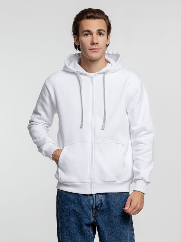 Толстовка на молнии с капюшоном Siverga Heavy, белая (белоснежная) арт.6927.61