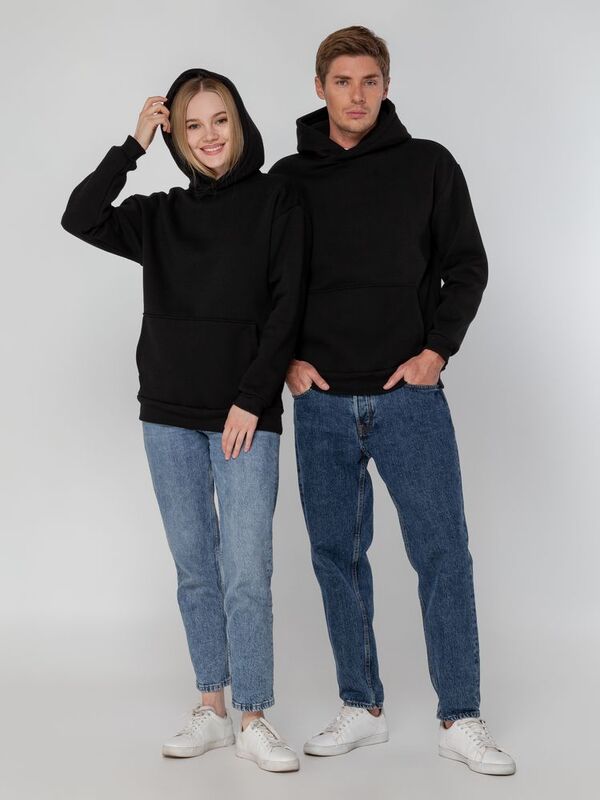 Худи унисекс оверсайз Full Swing, черное арт.15541.30