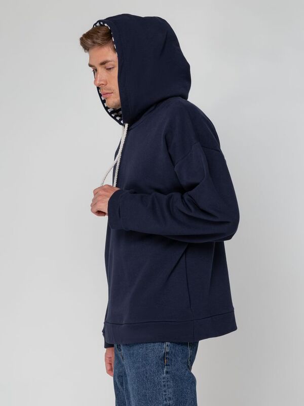 Худи унисекс оверсайз Seamark, темно-синее арт.15716.44