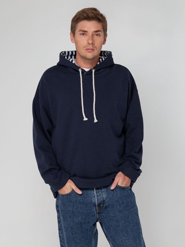 Худи унисекс оверсайз Seamark, темно-синее арт.15716.44