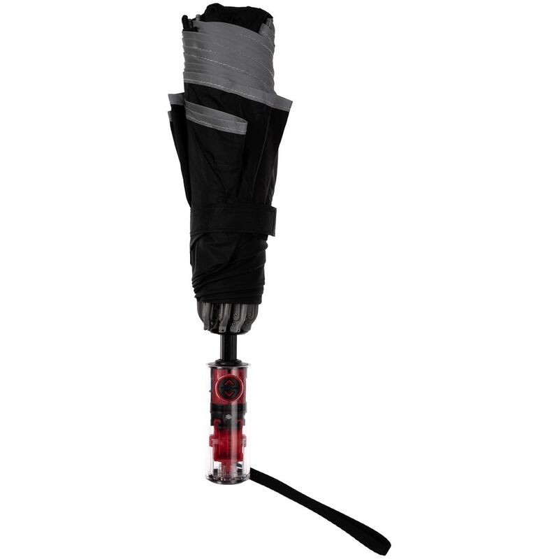 Зонт наоборот складной Futurum со светоотражающим кантом, черный арт.15844.30
