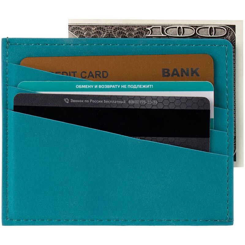 Чехол для карточек Nubuk, бирюзовый арт.18081.49
