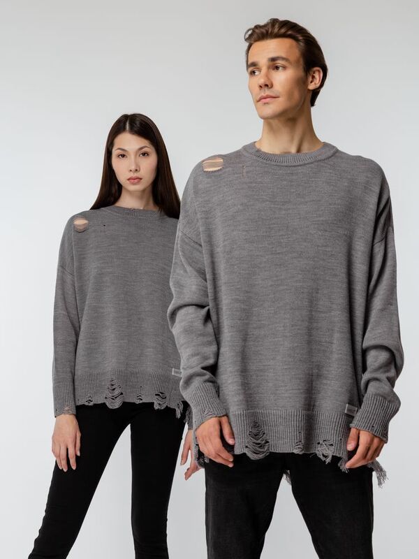 Джемпер оверсайз унисекс Grunge, серый арт.16732.11