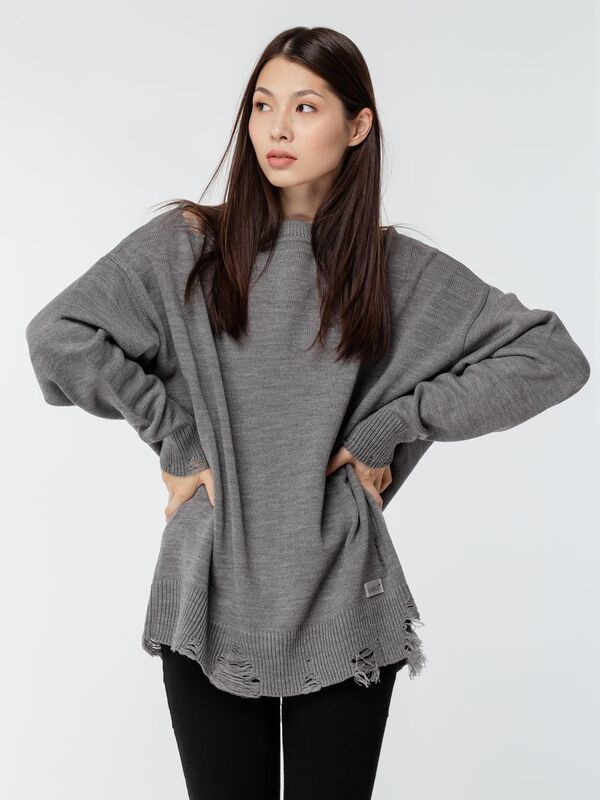 Джемпер оверсайз унисекс Grunge, серый арт.16732.11