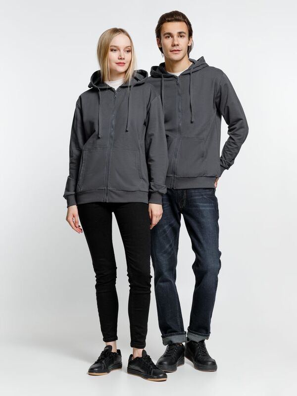 Толстовка на молнии с капюшоном Siverga 2.0, темно-серая (графит) арт.16213.10