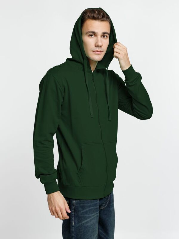 Толстовка на молнии с капюшоном Siverga 2.0, темно-зеленая арт.16213.90