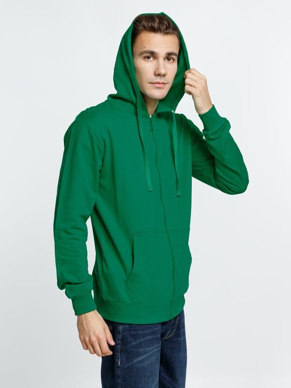 Толстовка на молнии с капюшоном Siverga 2.0, зеленая арт.16213.92