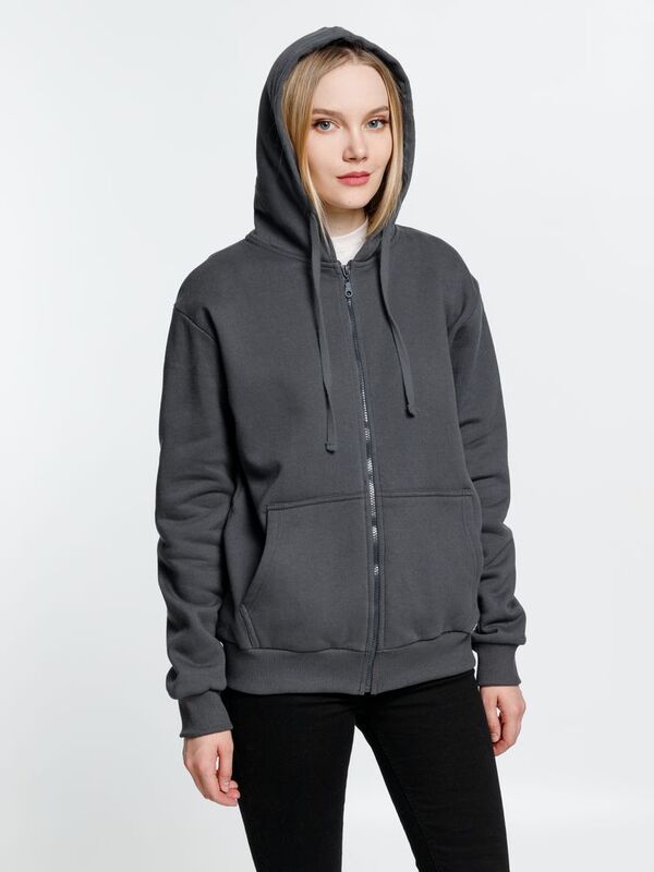 Толстовка на молнии с капюшоном Siverga Heavy 2.0, темно-серая (графит) арт.16216.10