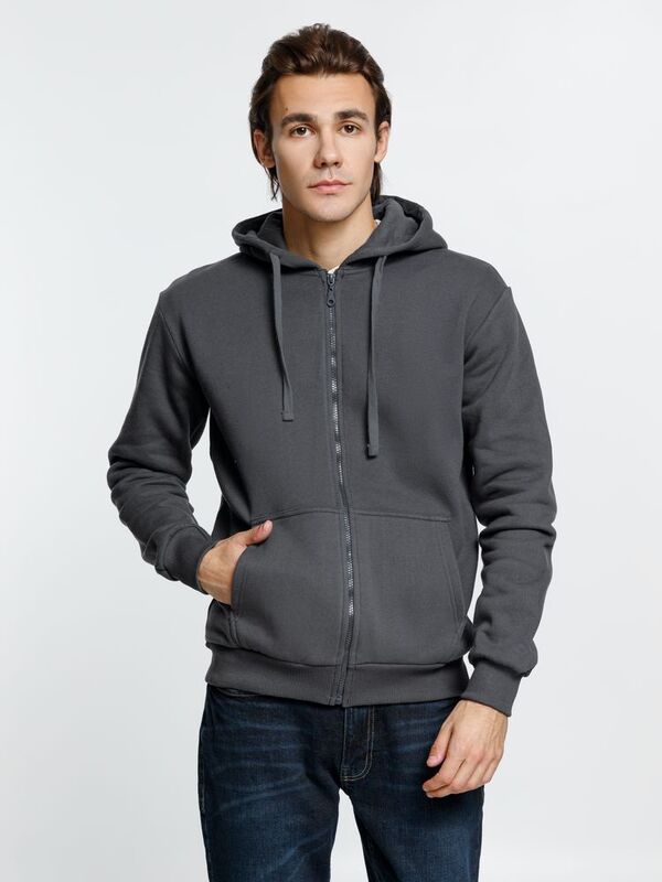 Толстовка на молнии с капюшоном Siverga Heavy 2.0, темно-серая (графит) арт.16216.10