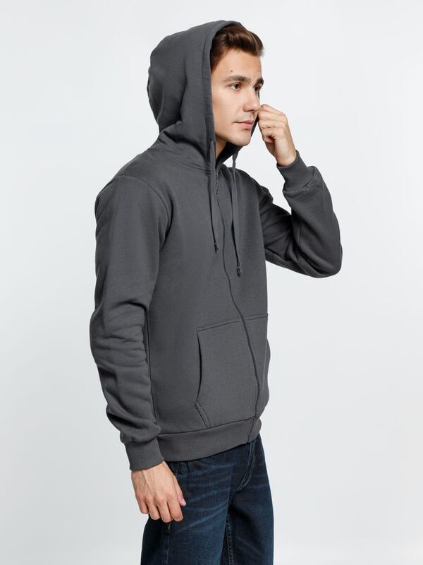 Толстовка на молнии с капюшоном Siverga Heavy 2.0, темно-серая (графит) арт.16216.10