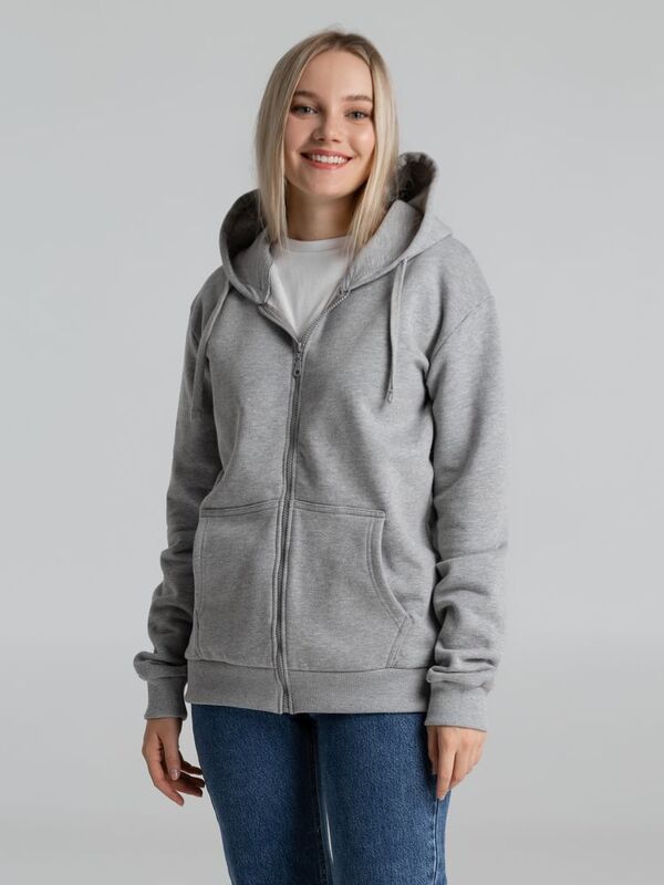 Толстовка на молнии с капюшоном Siverga Heavy 2.0, серый меланж арт.16216.11