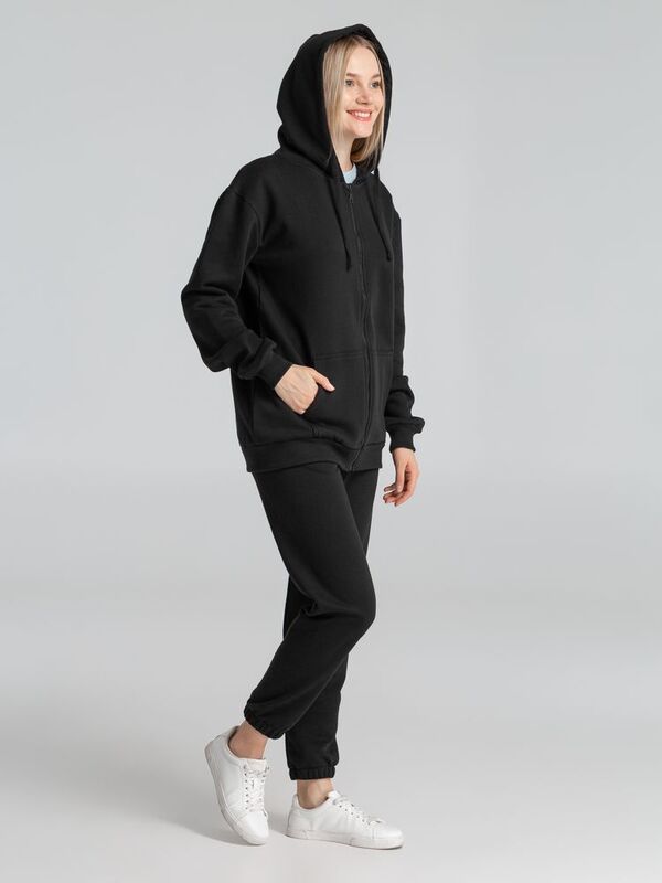 Толстовка на молнии с капюшоном Siverga Heavy 2.0, черная арт.16216.30