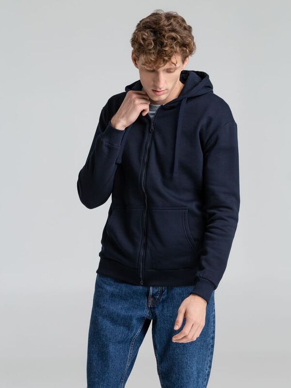 Толстовка на молнии с капюшоном Siverga Heavy 2.0, темно-синяя арт.16216.40