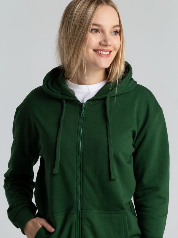 Толстовка на молнии с капюшоном Siverga Heavy 2.0, темно-зеленая арт.16216.90