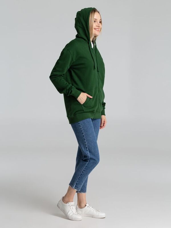 Толстовка на молнии с капюшоном Siverga Heavy 2.0, темно-зеленая арт.16216.90