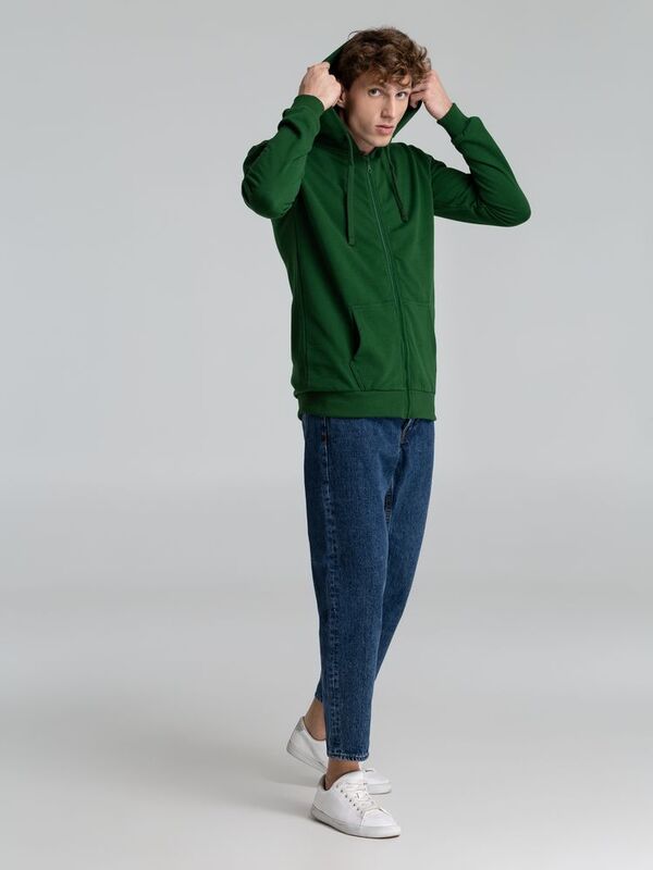 Толстовка на молнии с капюшоном Siverga Heavy 2.0, темно-зеленая арт.16216.90