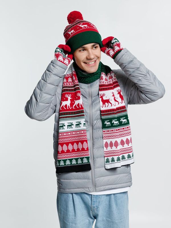 Перчатки Mirakler, красные с зеленым арт.16280.59