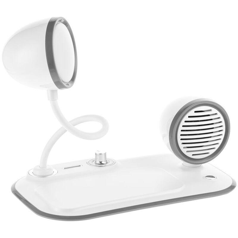 Лампа с колонкой и беспроводной зарядкой Flashback, белая арт.16239.60