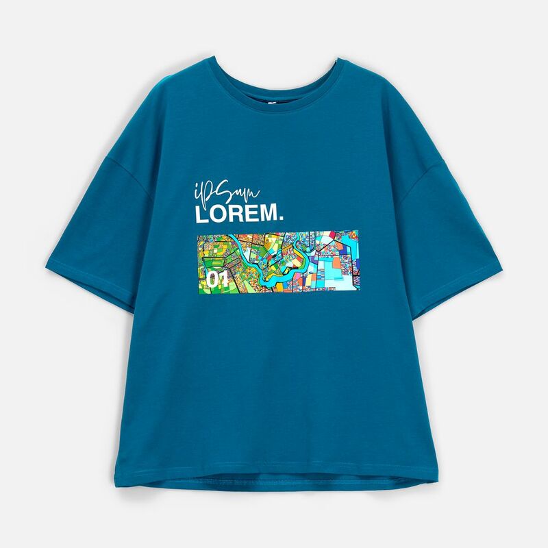 Футболка унисекс оверсайз Crosstown, бирюзовая (морская волна) арт.15213.49