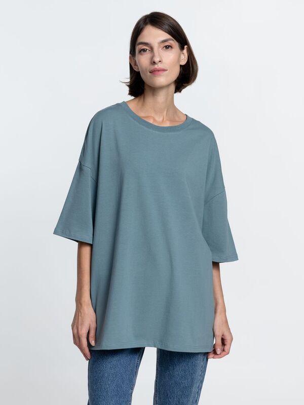 Футболка унисекс оверсайз Crosstown, серо-зеленая арт.15213.41