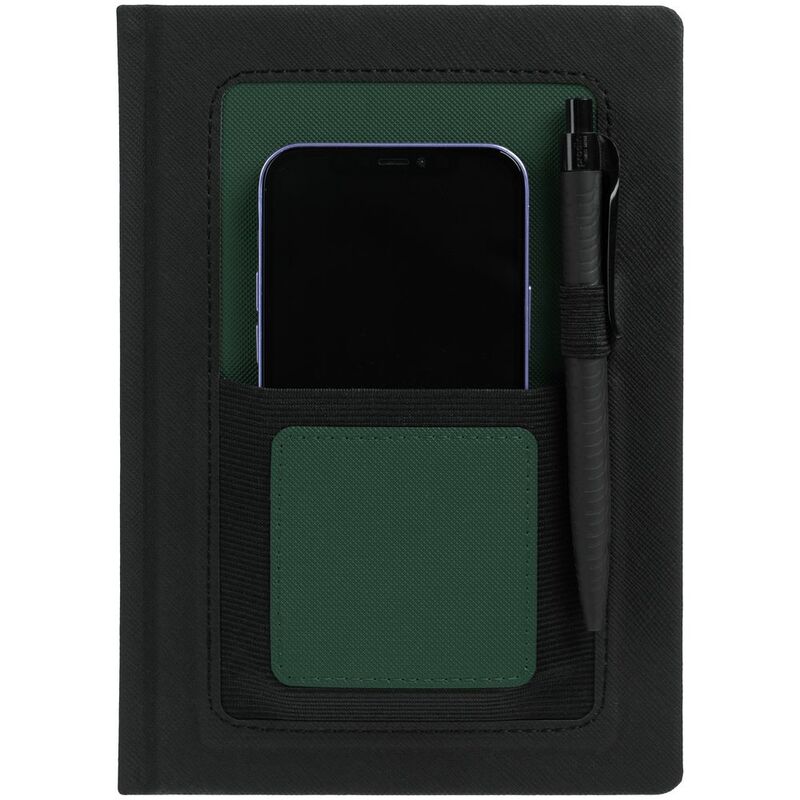 Ежедневник Mobile на заказ, недатированный, черно-зеленый арт.15885.93