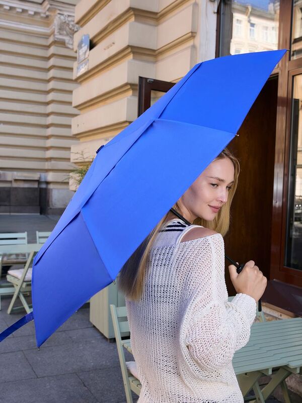 Складной зонт Dome Double с двойным куполом, синий арт.17193.44