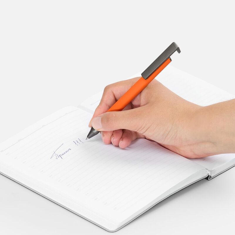 Ручка шариковая Standic с подставкой для телефона, оранжевая арт.16169.20