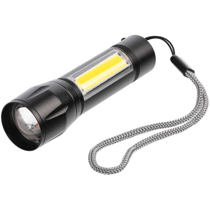 Фонарик аккумуляторный с фокусировкой луча Kirk, черный арт.17729.30