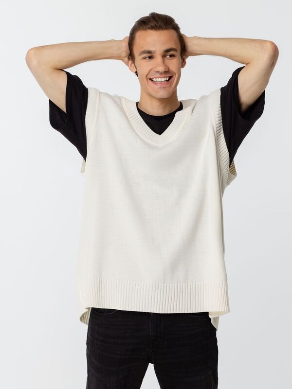 Жилет оверсайз унисекс Tad в сумке, молочно-белый арт.16435.61