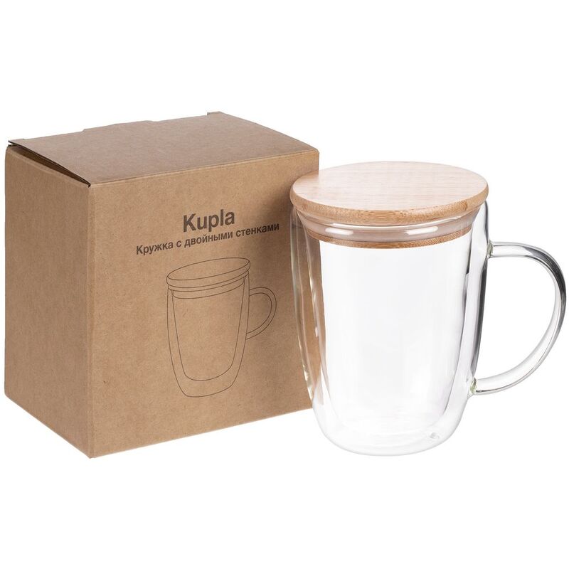 Кружка с двойными стенками Kupla с бамбуковой крышкой арт.15977.00