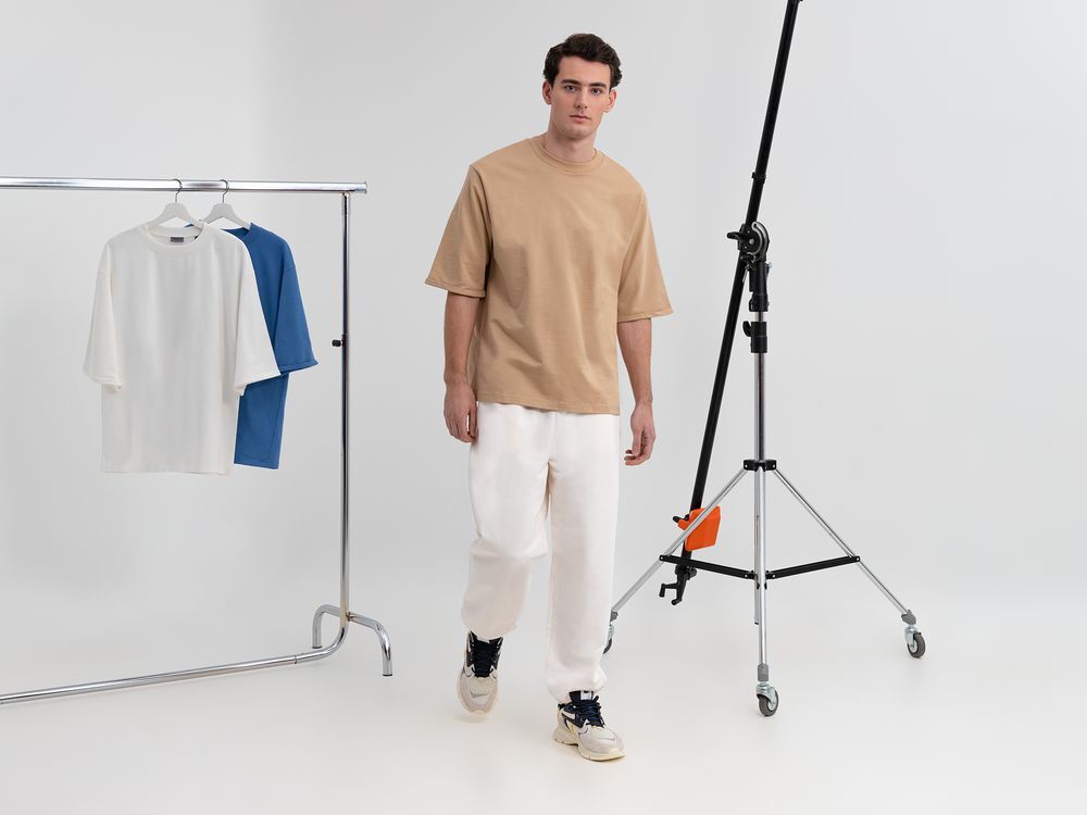 Футболка оверсайз унисекс Kosmos 2.0, бежевая арт.14610.12