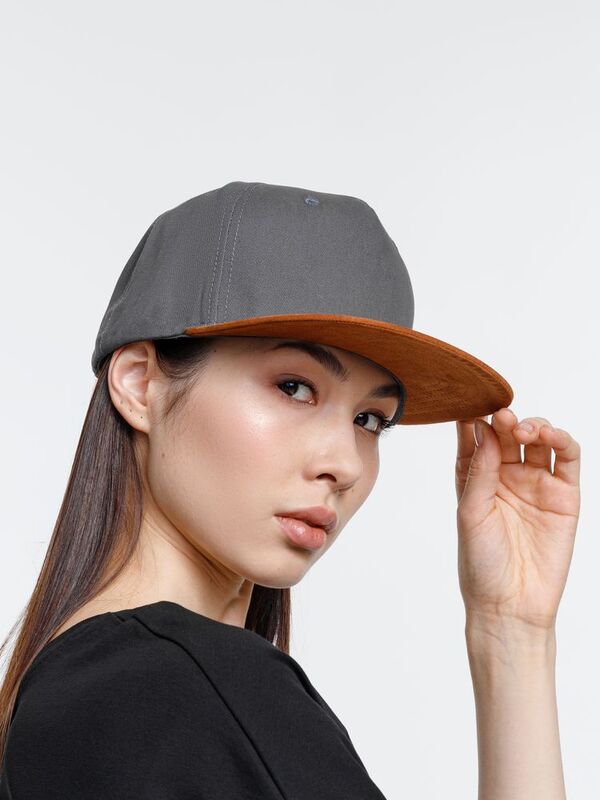 Бейсболка Foreside с прямым козырьком, серая с коричневым арт.16940.59