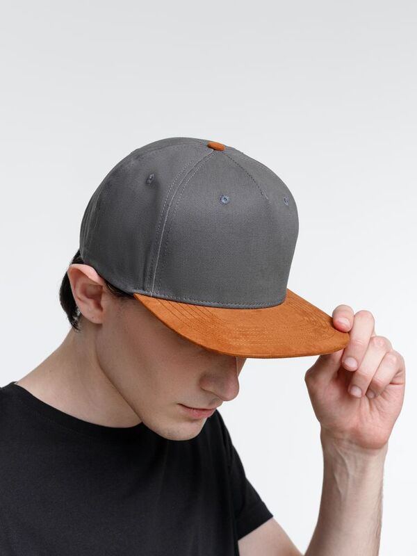 Бейсболка Foreside с прямым козырьком, серая с коричневым арт.16940.59