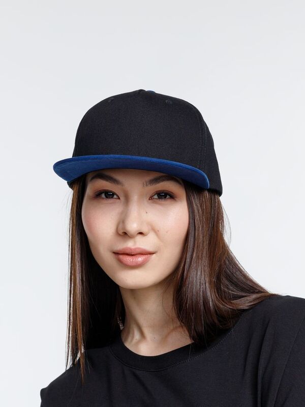 Бейсболка Foreside с прямым козырьком, черная с синим арт.16940.34