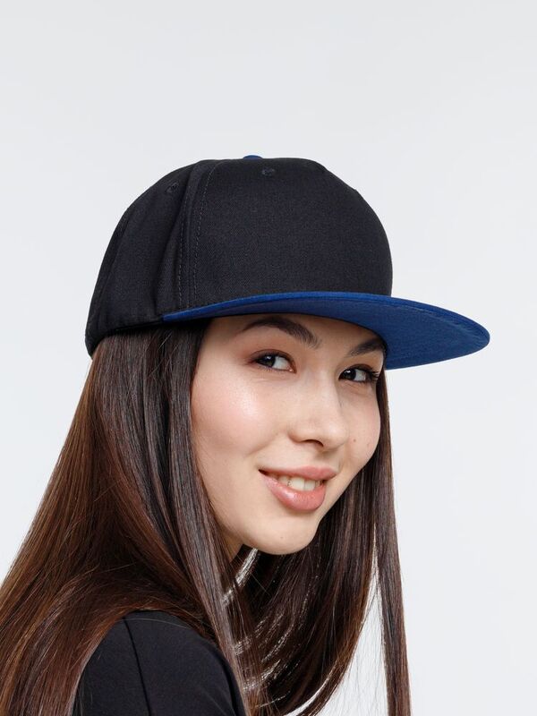 Бейсболка Foreside с прямым козырьком, черная с синим арт.16940.34