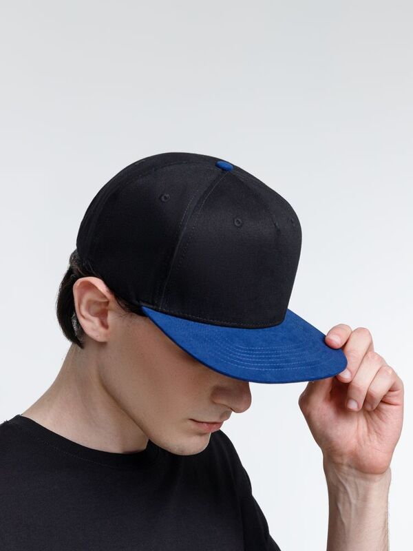 Бейсболка Foreside с прямым козырьком, черная с синим арт.16940.34